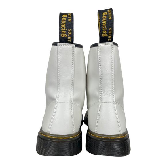 Dr. Martens Zavala Combat Boots White Ladies 8 Leather Moto Grunge Goth Punk - Picture 3 of 8